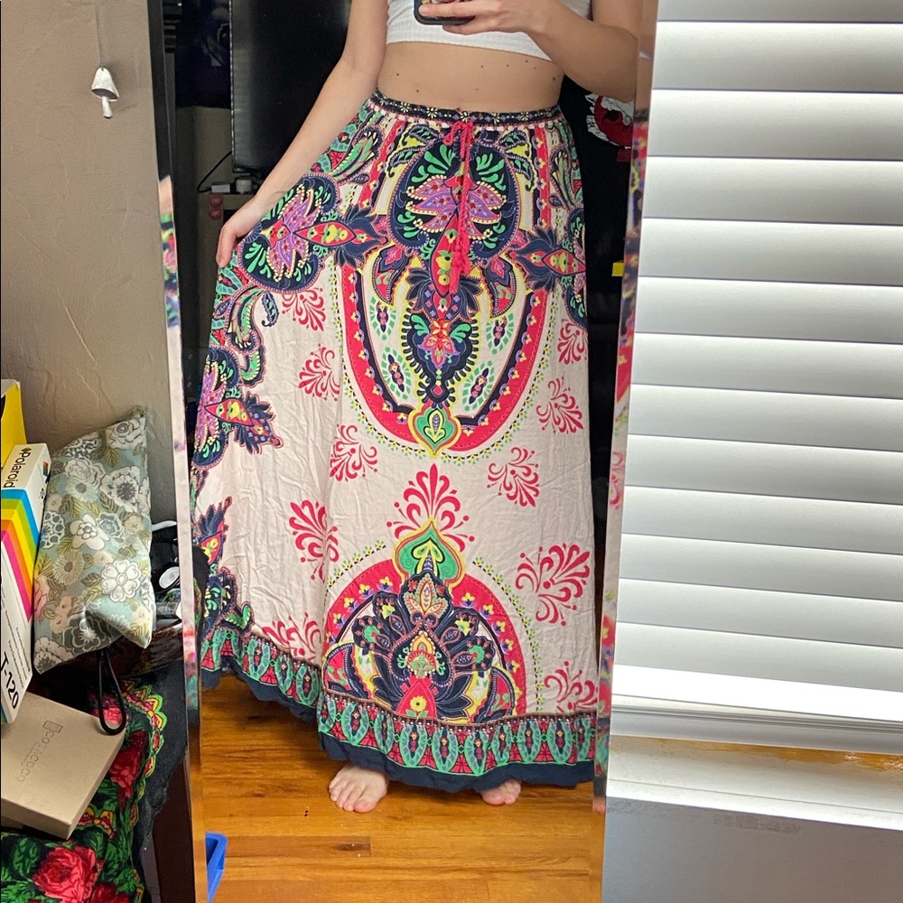 Colorful Paisley Festival Boho Maxi Skirt